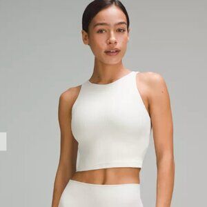 Lululemon Align Ribbed High-Neck Longline Tank Top Sports Bra in Bone Shine 6